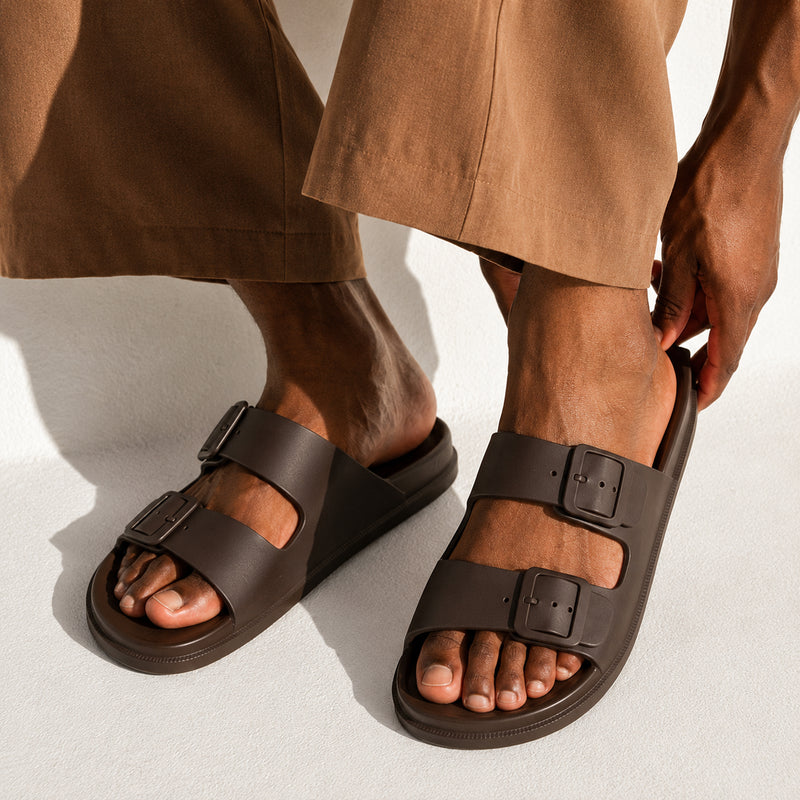 Lacleo Comfort-Flex EVA Double Strap Slides Mocha